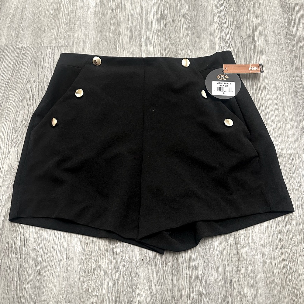 Black Button-Accent Women's Shorts